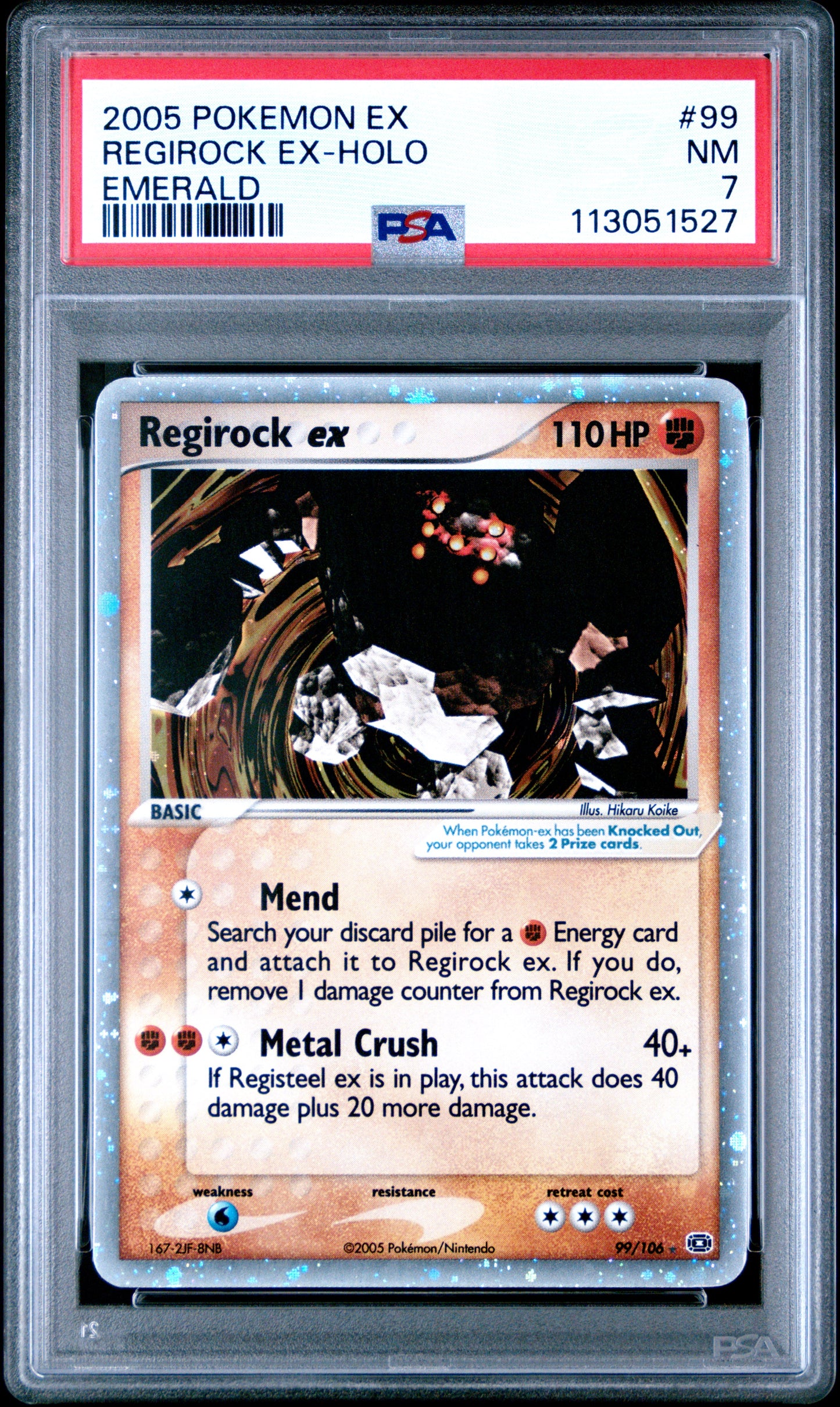 Emerald #99/106 Regirock ex PSA 7