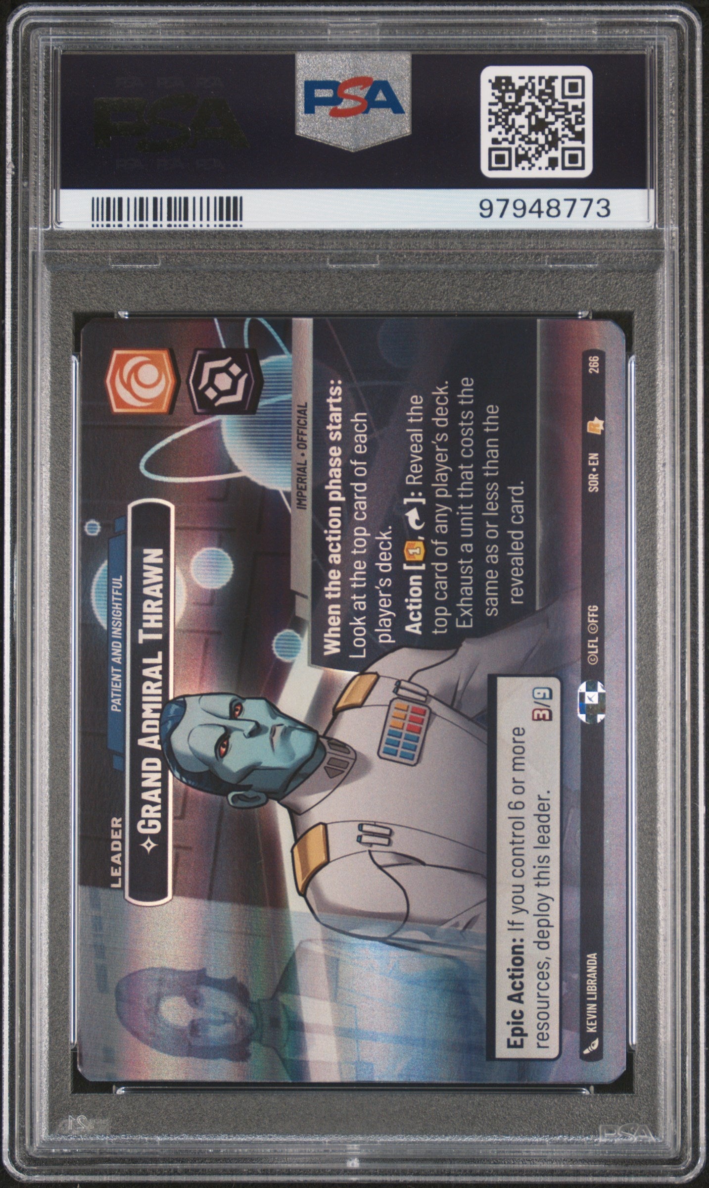 Star Wars Unlimited Spark Of Rebellion #266 Grand Admiral Thrawn Showcase PSA 9