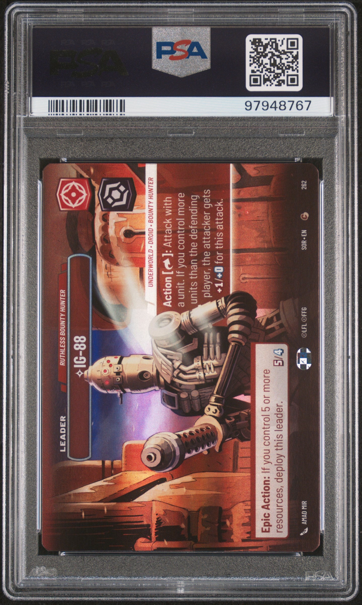 2024 Star Wars: Unlimited Spark Of Rebellion #262 Ig-88 Showcase PSA 9