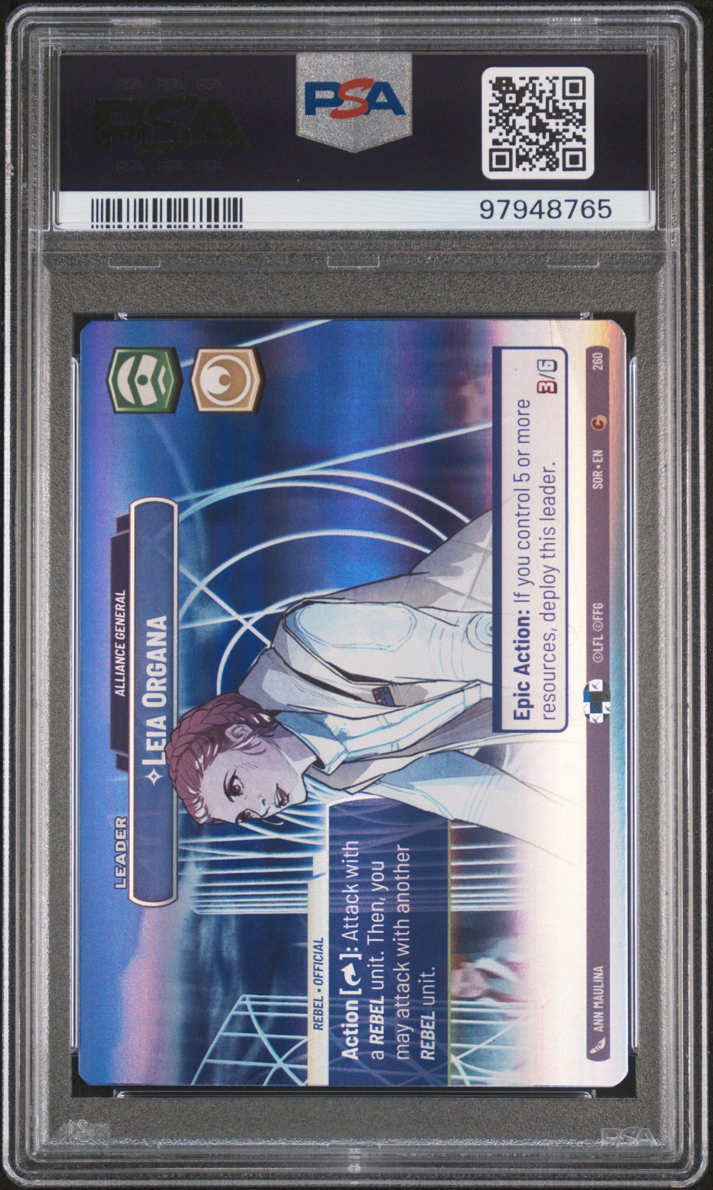 2024 Star Wars: Unlimited Spark Of Rebellion #260 Leia Organa Showcase PSA 9