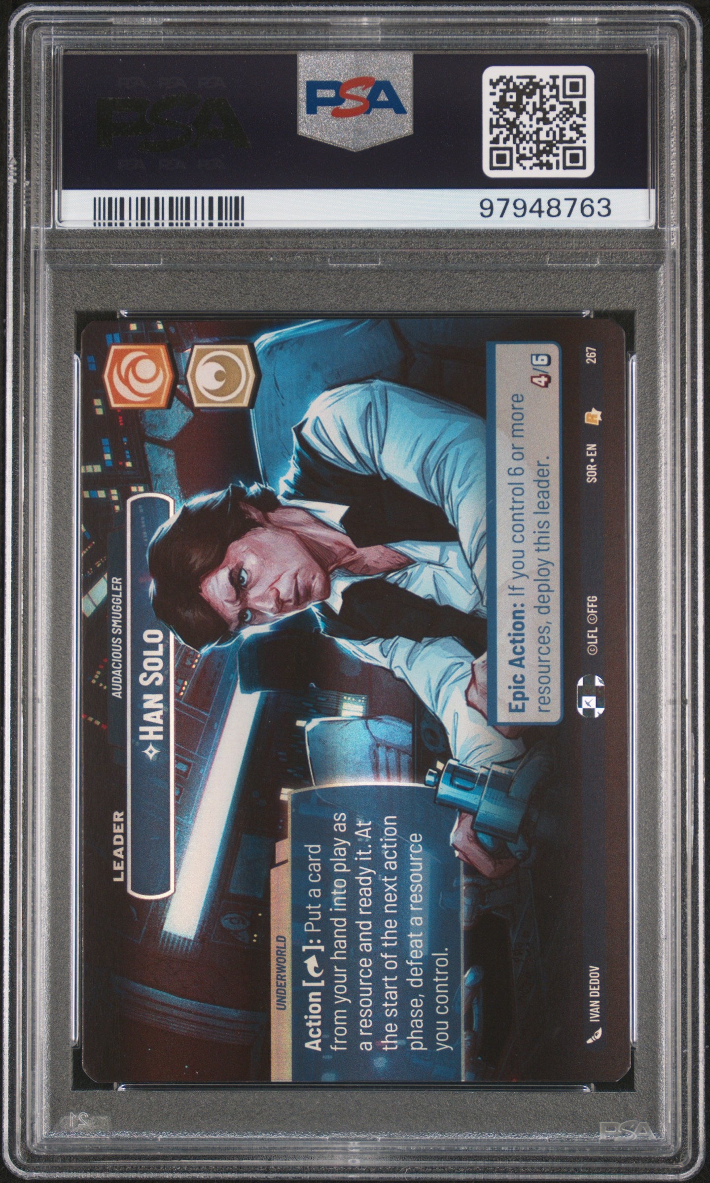 2024 Star Wars: Unlimited Spark Of Rebellion #267 Han Solo Showcase PSA 8