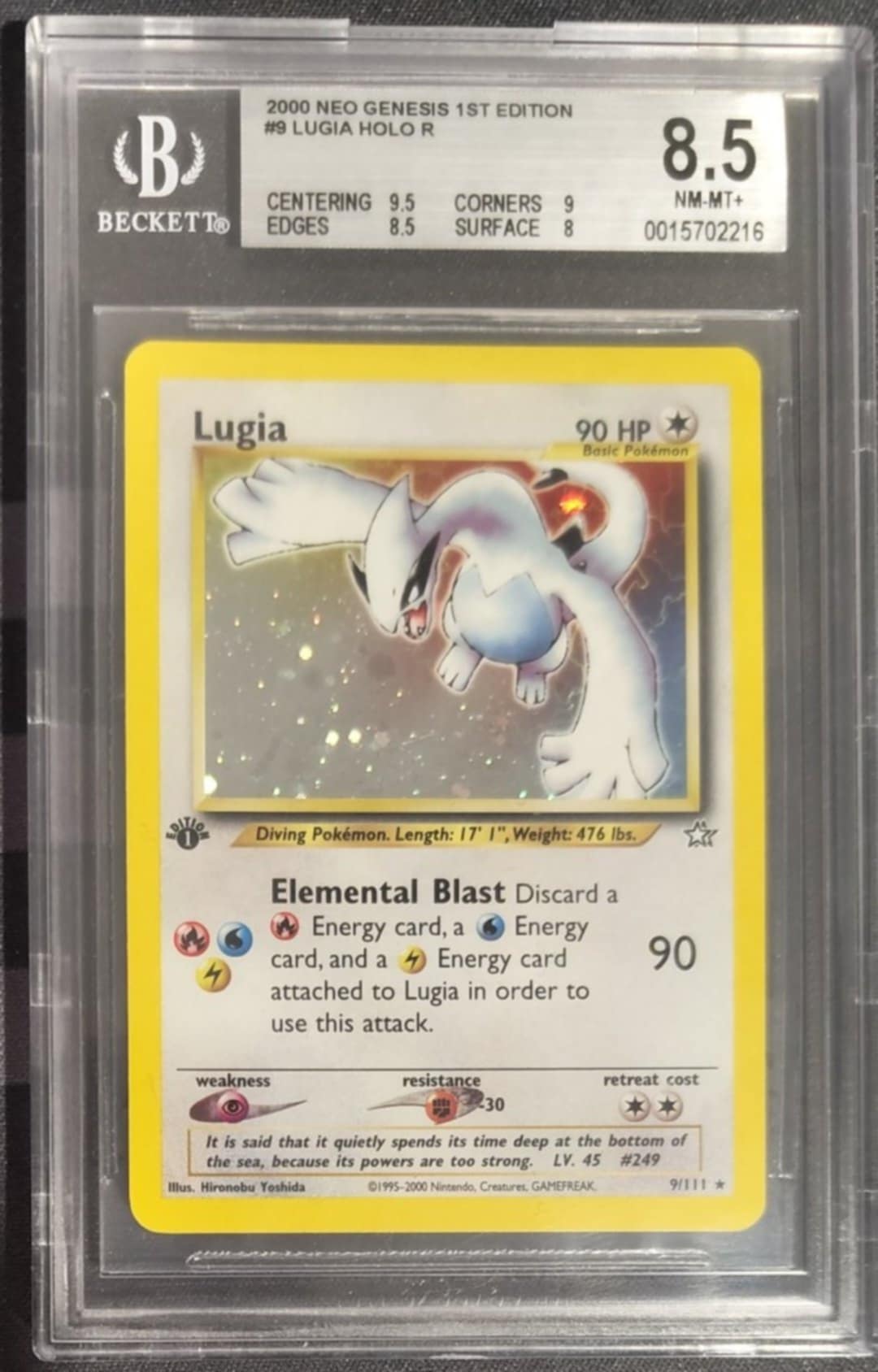 2000 Pokemon Neo Genesis 1st Edition #9 Lugia HOLO R BGS 8.5