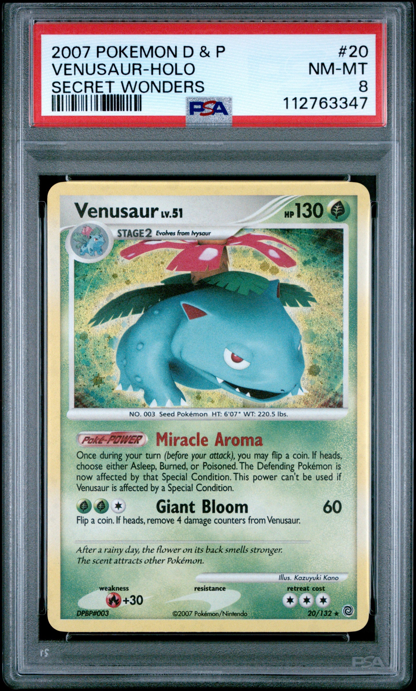 2007 Pokemon D&P Secret Wonders #20 Venusaur-Holo PSA 8