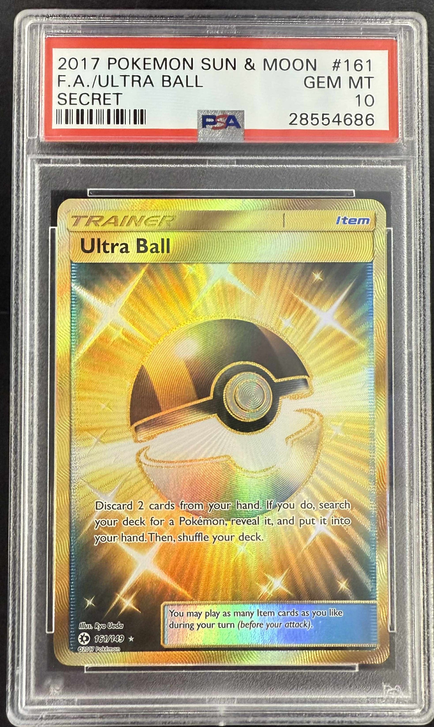 2017 Pokemon Sun & Moon #161 Fa/Ultra Ball Secret PSA 10