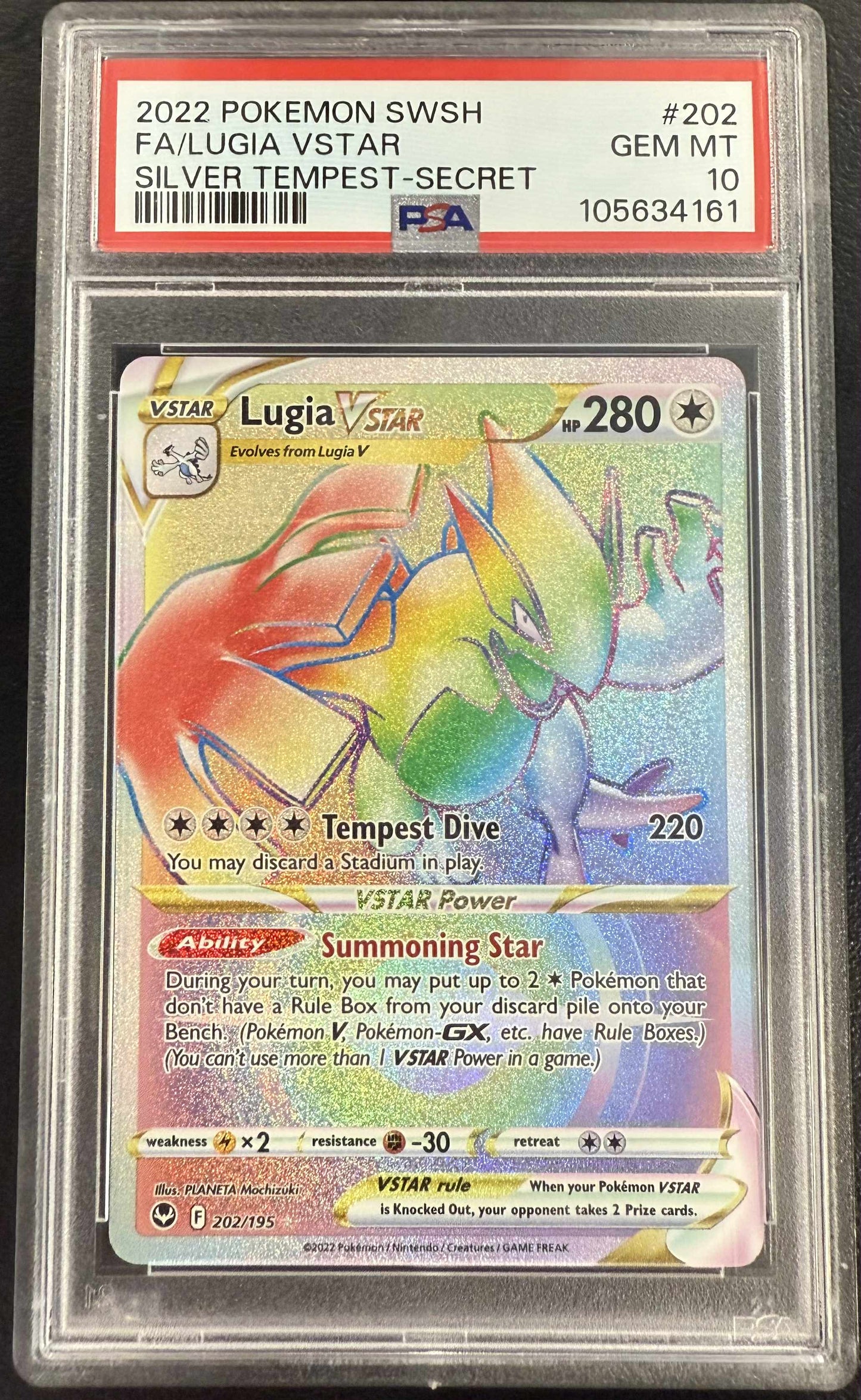 2022 Pokemon S&S #202 Fa/Lugia Vstar Silver Tempest PSA 10