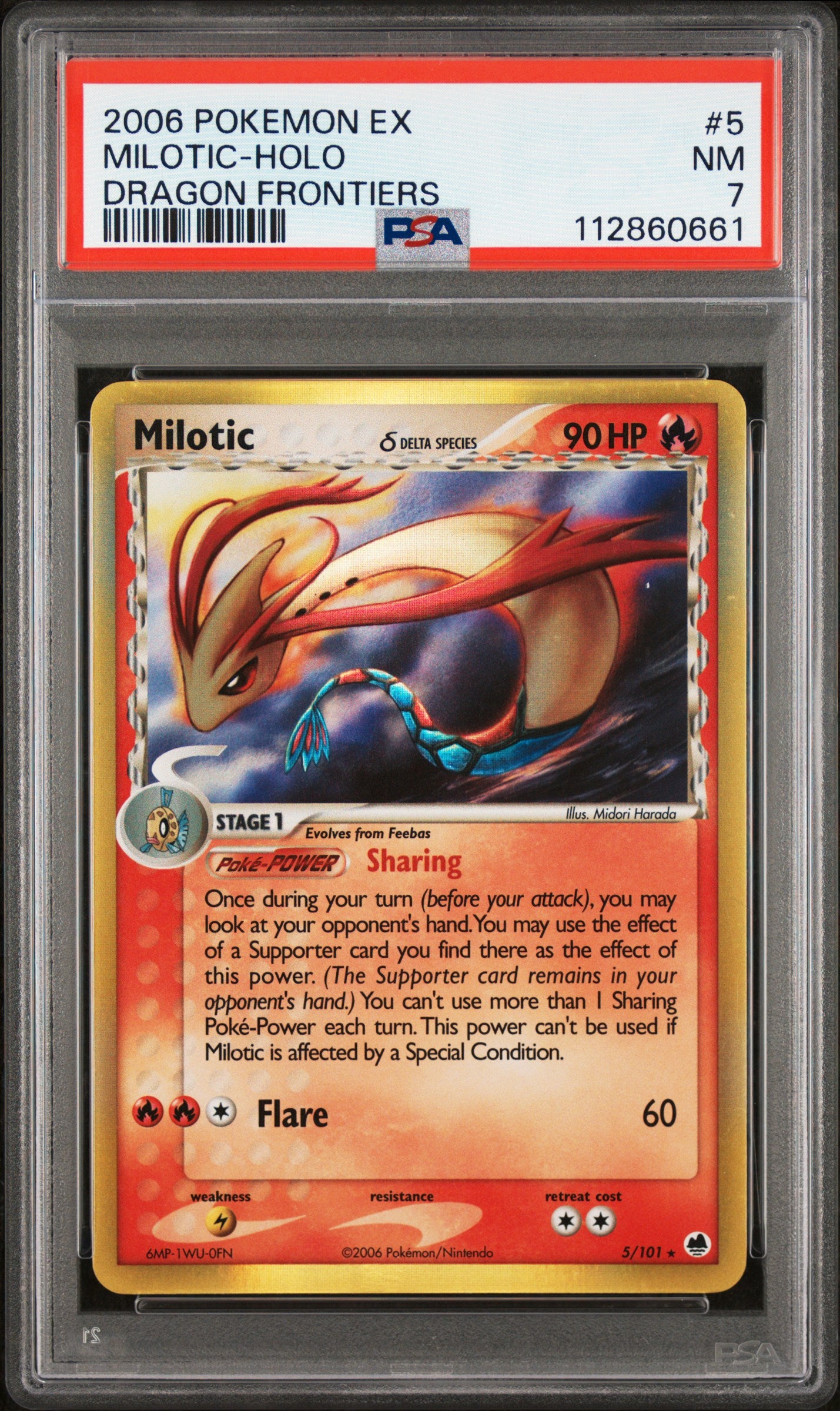 2006 Pokemon Ex Dragon Frontiers #5 Milotic-Holo Dragon Frontiers PSA 7