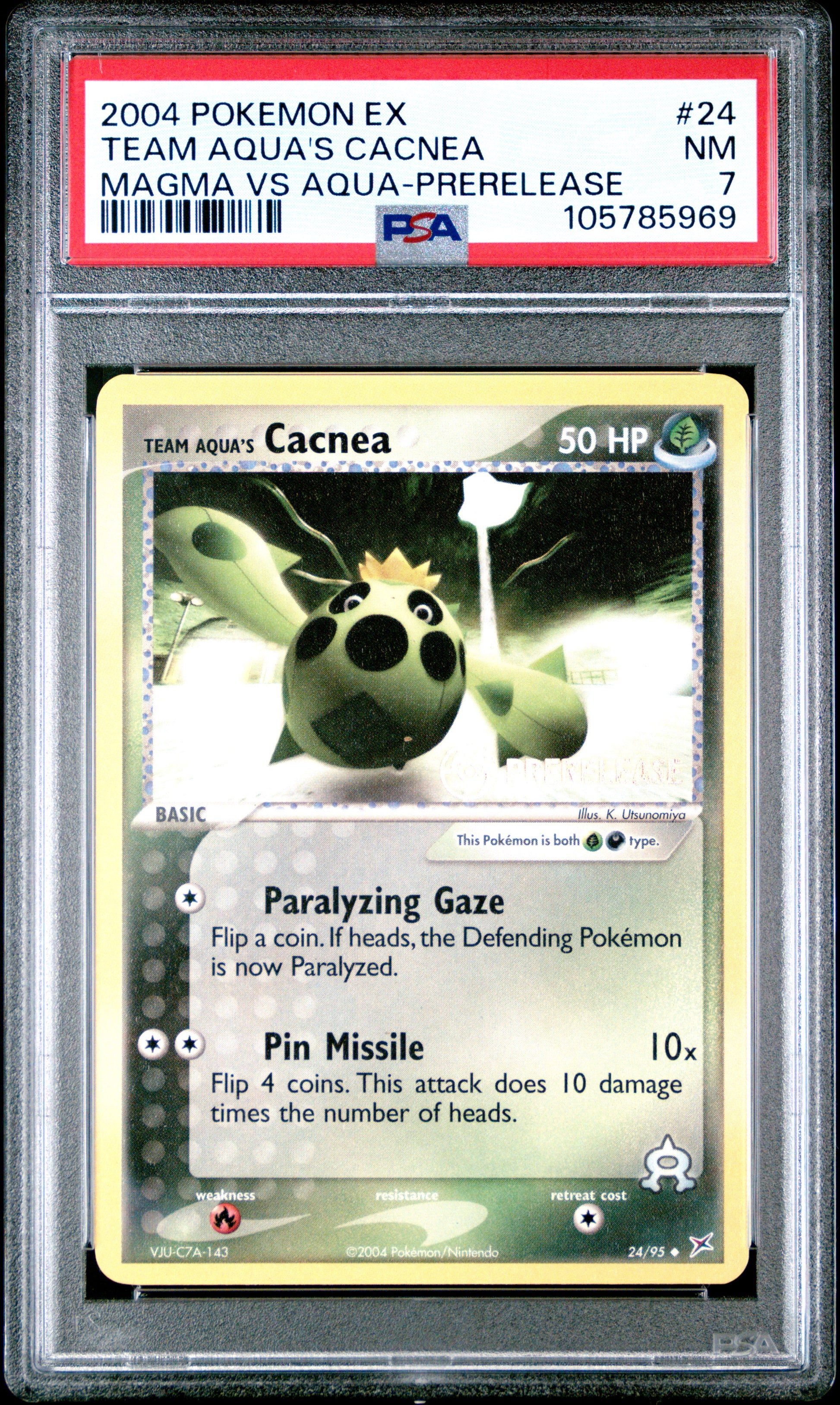 Team Magma vs Team Aqua #24/95 Team Aqua's Cacnea ex PSA 7