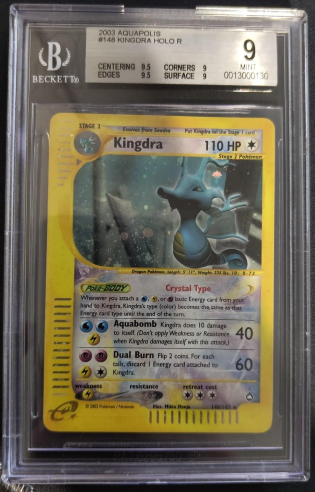 2003 Pokemon Aquapolis #148 Kingdra HOLO R BGS 9.0