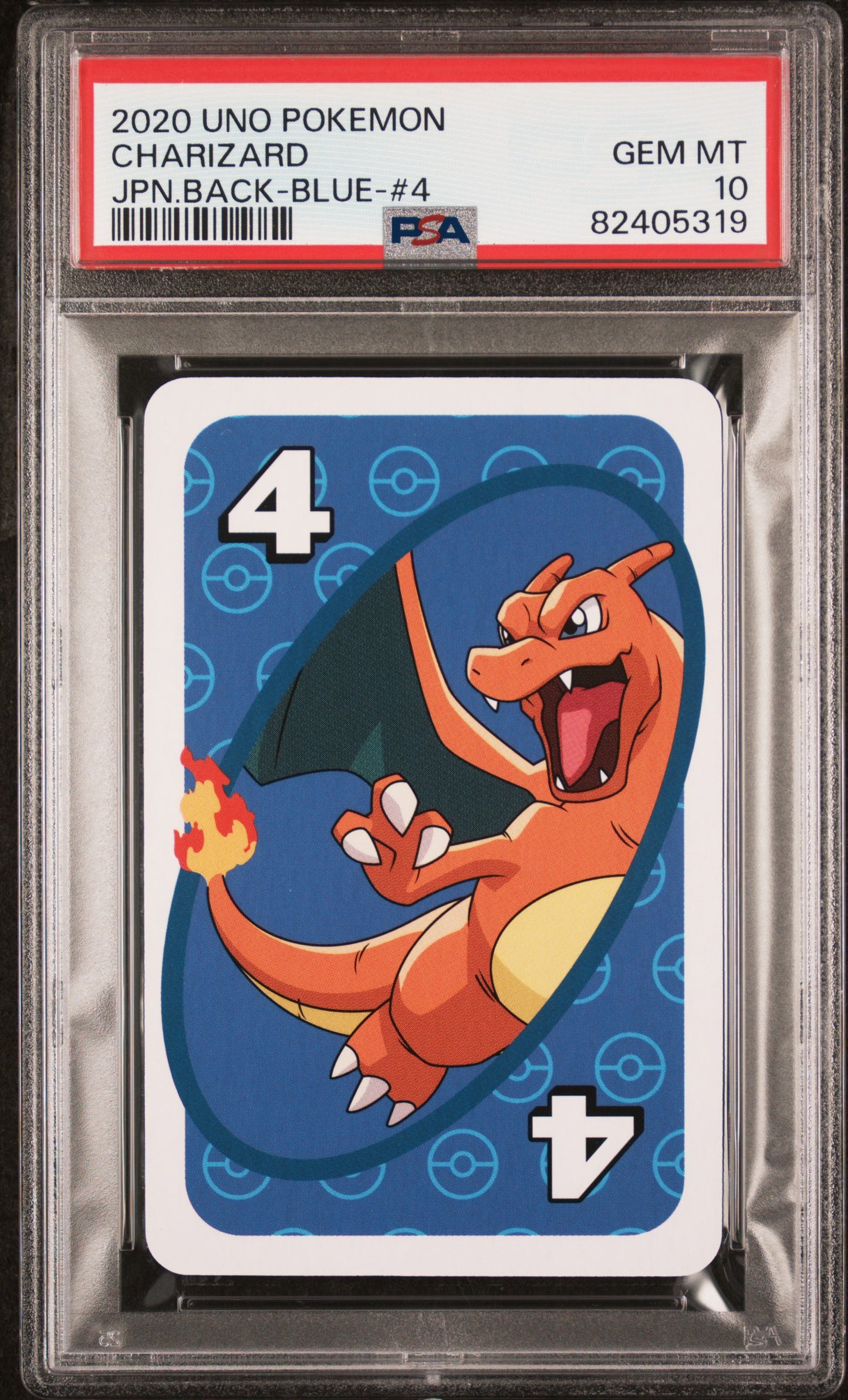 2020 Uno Pokemon Charizard Jpn.Back-Blue-#4 PSA 10