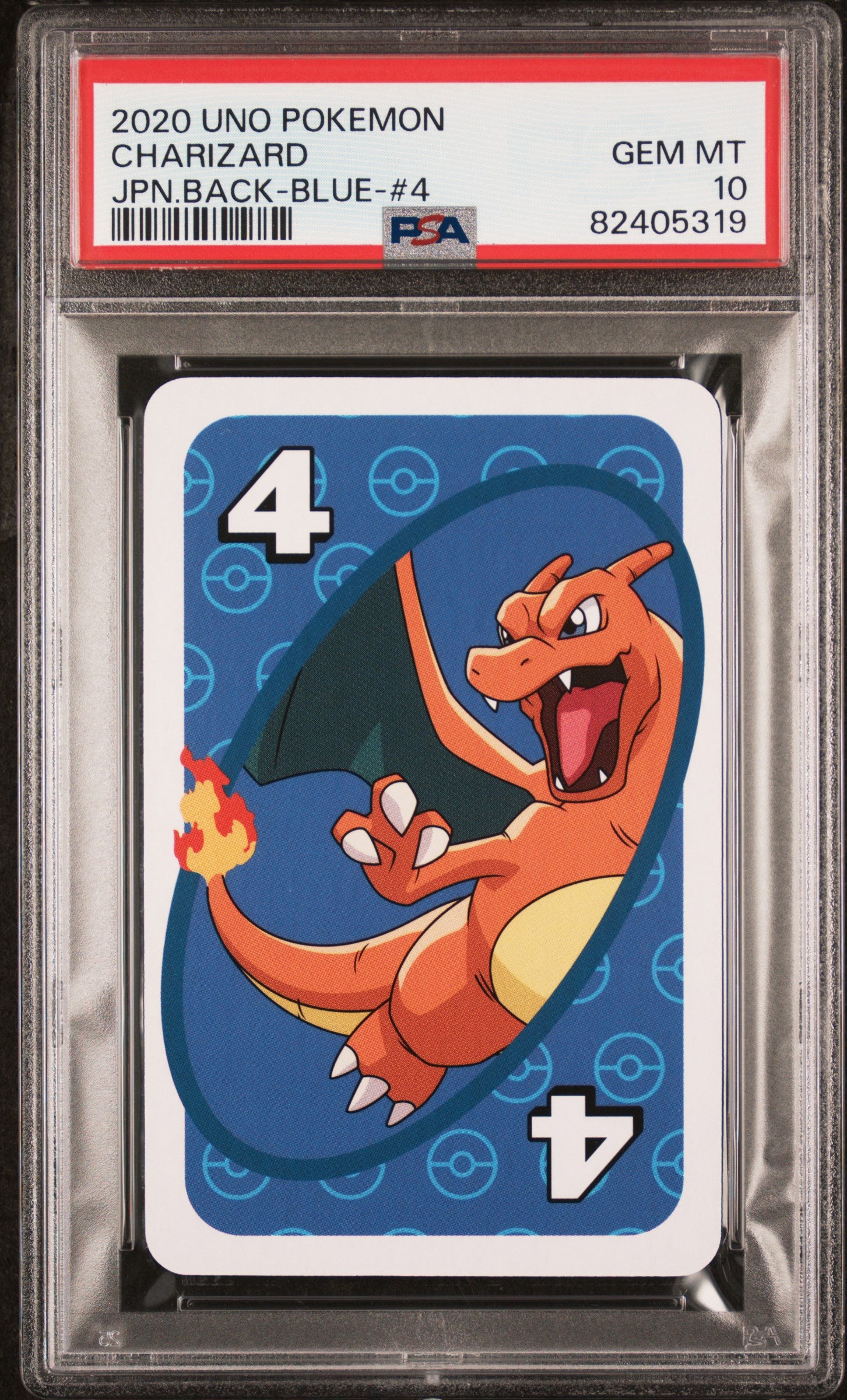 2020 Uno Pokemon Charizard Jpn.Back-Blue-#4 PSA 10
