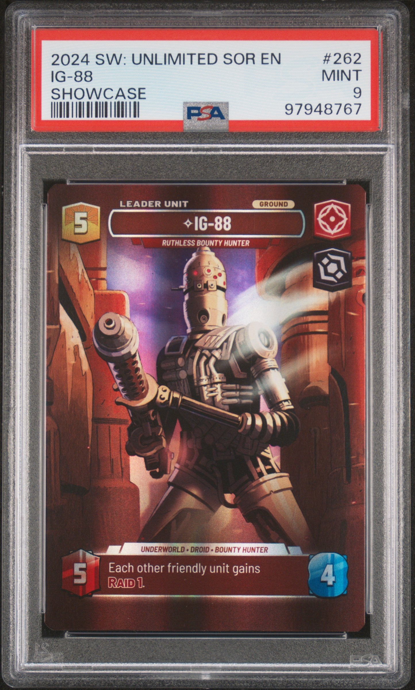 2024 Star Wars: Unlimited Spark Of Rebellion #262 Ig-88 Showcase PSA 9