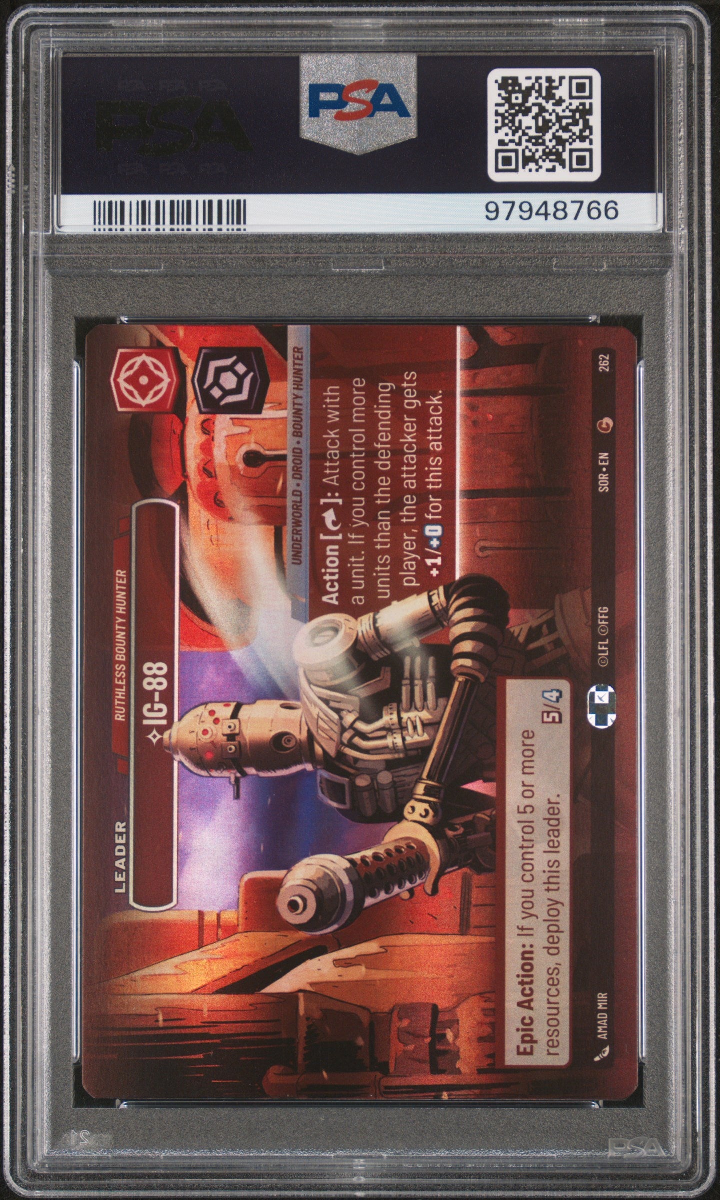 2024 Star Wars: Unlimited Spark Of Rebellion #262 Ig-88 Showcase PSA 10