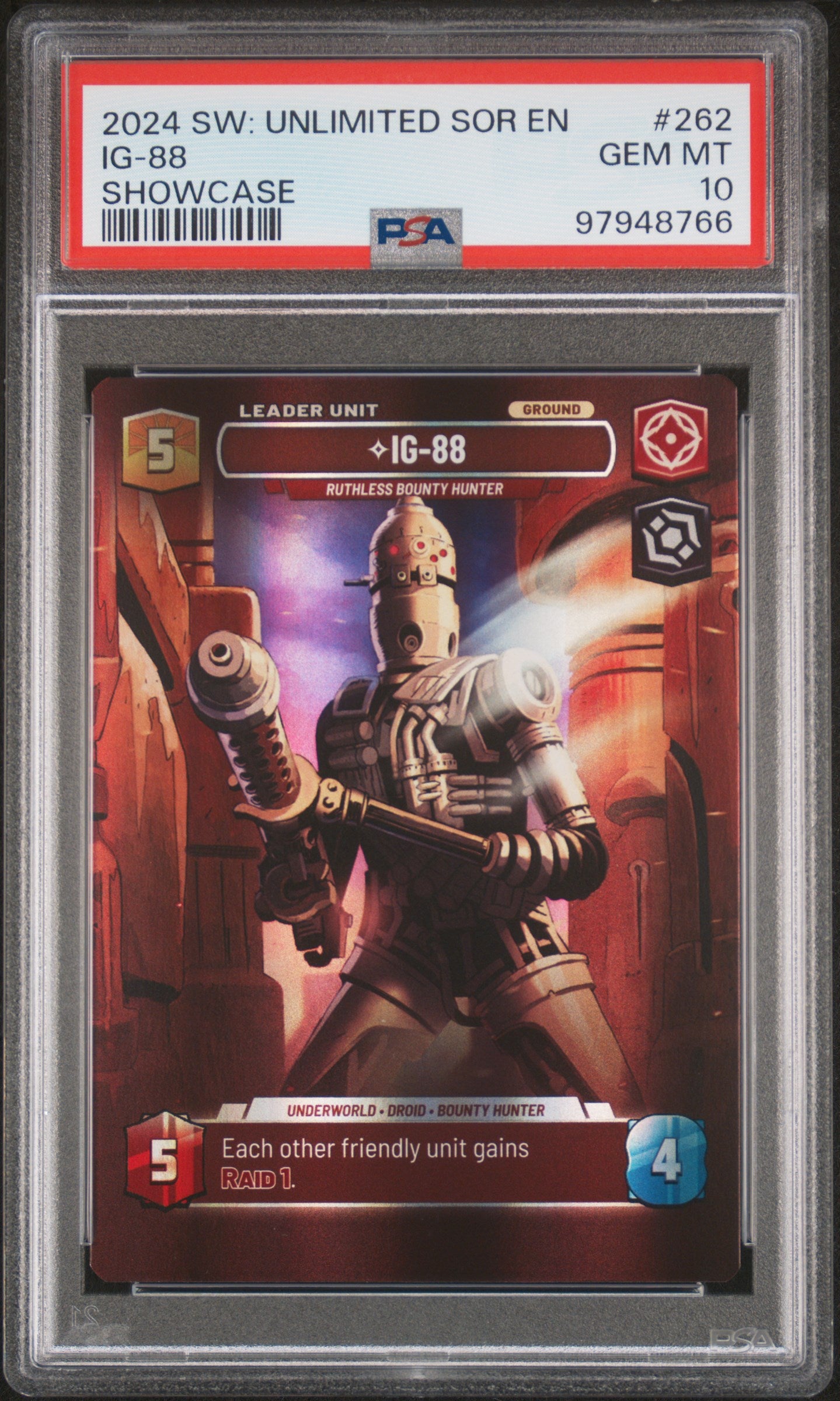 2024 Star Wars: Unlimited Spark Of Rebellion #262 Ig-88 Showcase PSA 10