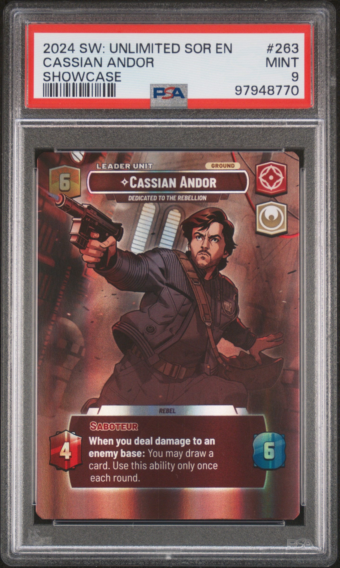 2024 Star Wars: Unlimited Spark Of Rebellion #263 Cassian Andor Showcase PSA 9