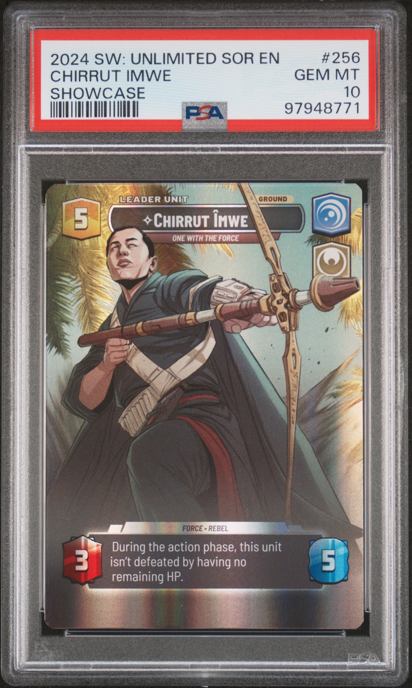 2024 Star Wars: Unlimited Spark Of Rebellion #256 Chirrut Imwe Showcase PSA 10