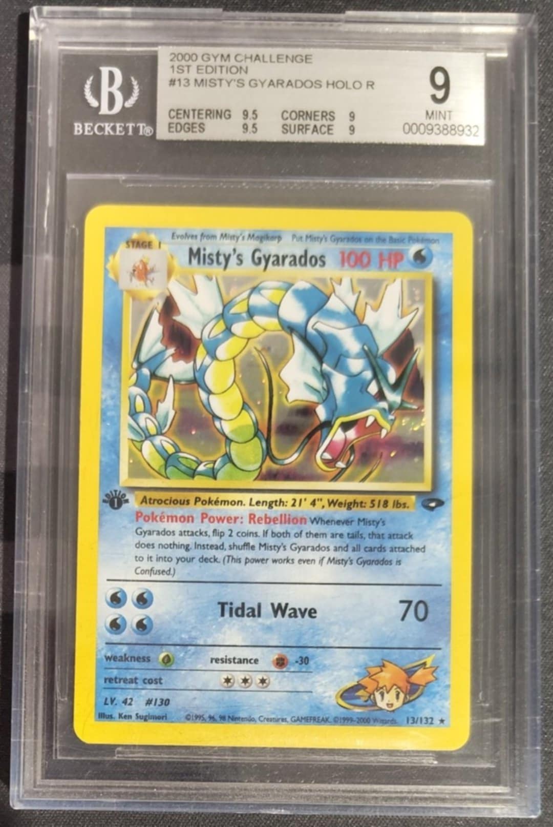 2000 Pokemon Gym Challenge 1st Edition #13 Misty's Gyarados HOLO R BGS 9.0