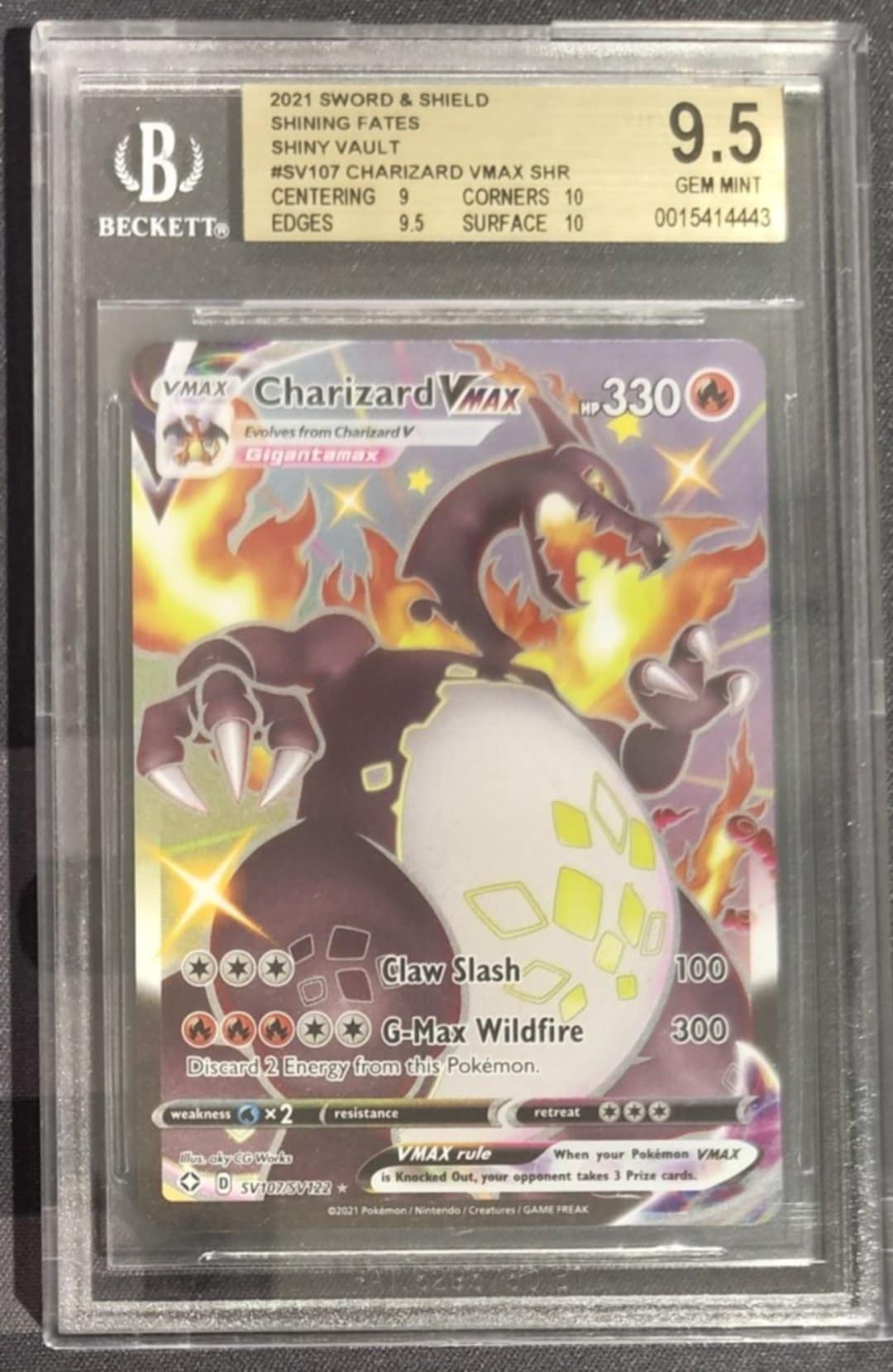 2021 Pokemon Sword and Shield Shining Fates #SV107 Charizard VMAX SHR BGS 9.5