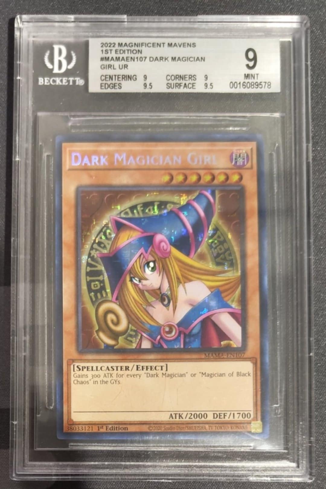 YuGiOh 1st Edition MAMA-EN107 Dark Magician Girl PH SCR BGS 9.0