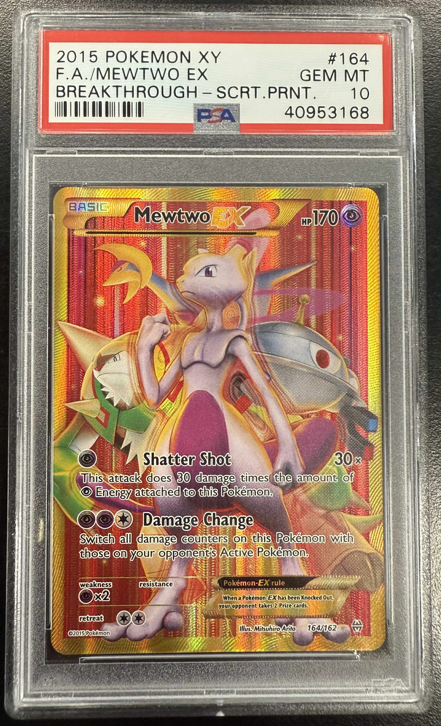 2015 Pokemon Xy Breakthrough #164 Fa/Mewtwo Ex Breakthrough-Secret PSA 10