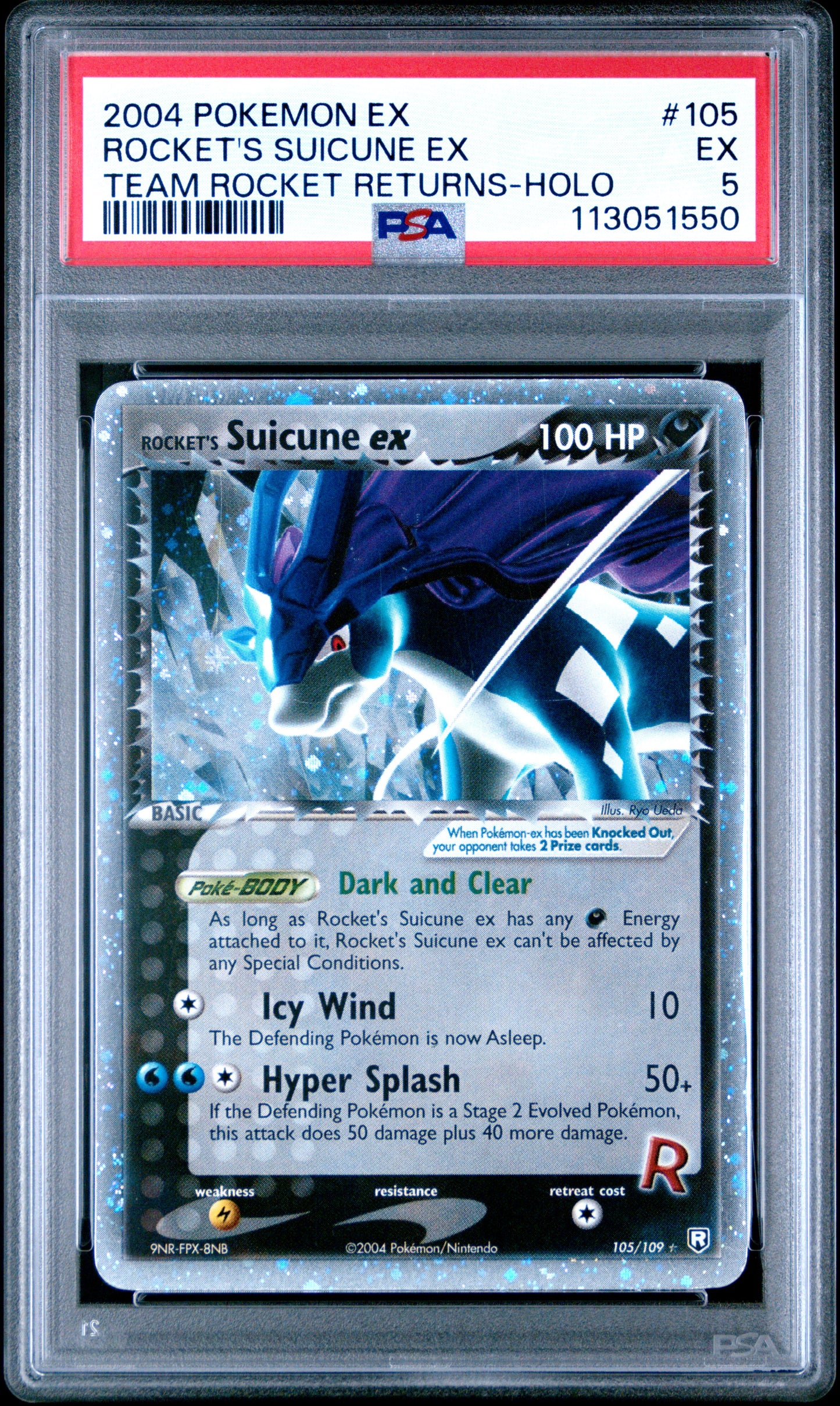 2004 Pokemon Ex Team Rocket Returns #105 Rocket's Suicune Ex PSA 5