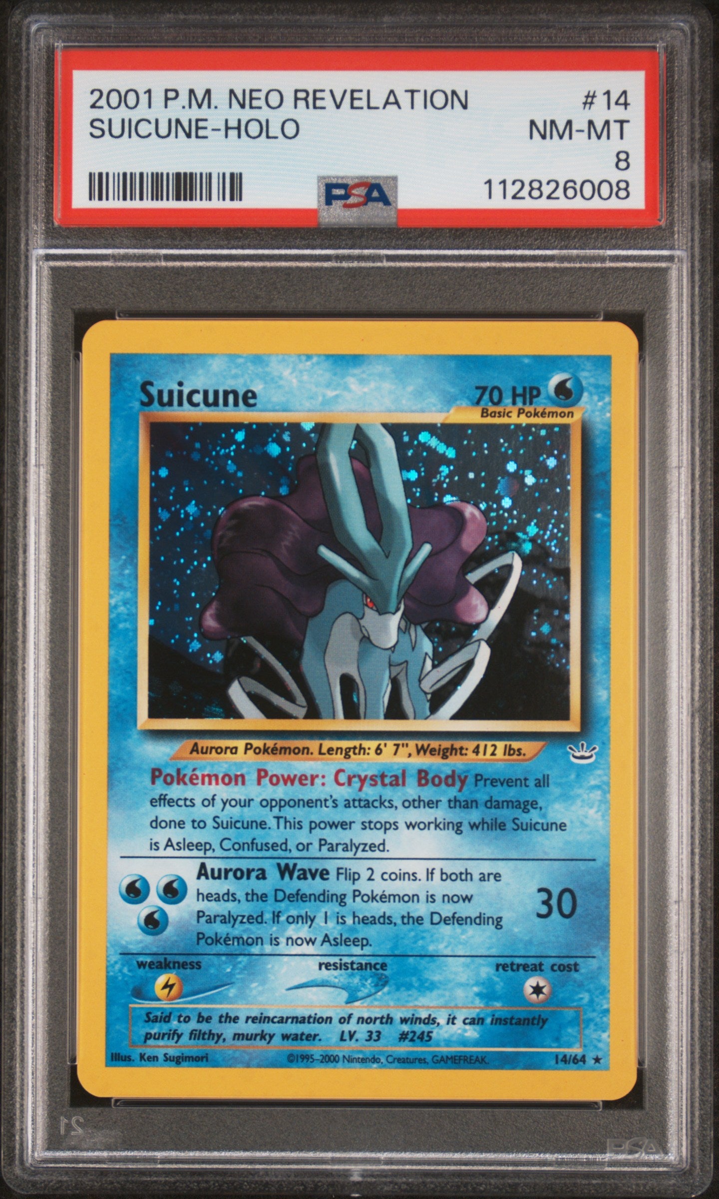 2001 Pokemon Neo Revelation #14 Suicune-Holo PSA 8